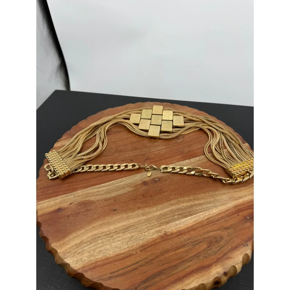 Zara Multi Strand Geometric Plate Chain Belt Women One Size Gold Tone Statement